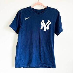 Nike Blue The Nike Tee NY Yankees #2 Jeter Crew Neck Unisex Tee Shirt sz Small